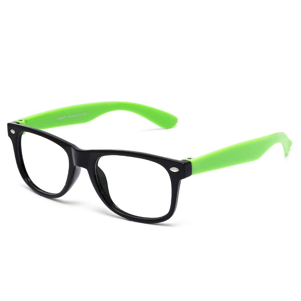 

CYXUS Овальная оправа для очков детская литая, Black frame with green temples T11
