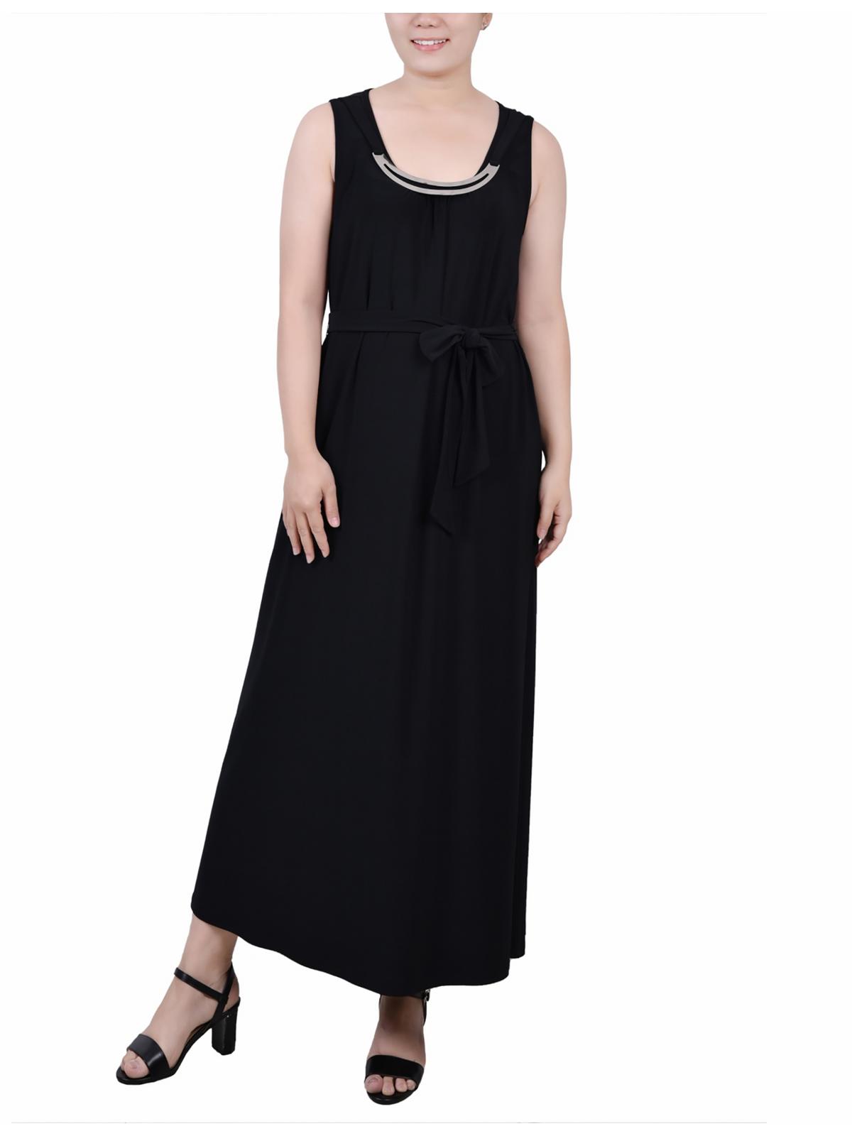 

Женское платье макси с отделкой Petites NY Collection, черный