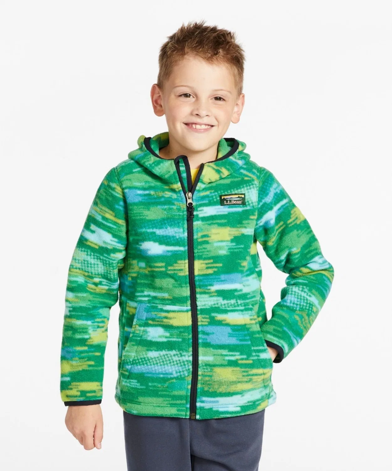 Флисовая куртка с капюшоном для детей L.L.Bean зеленая
