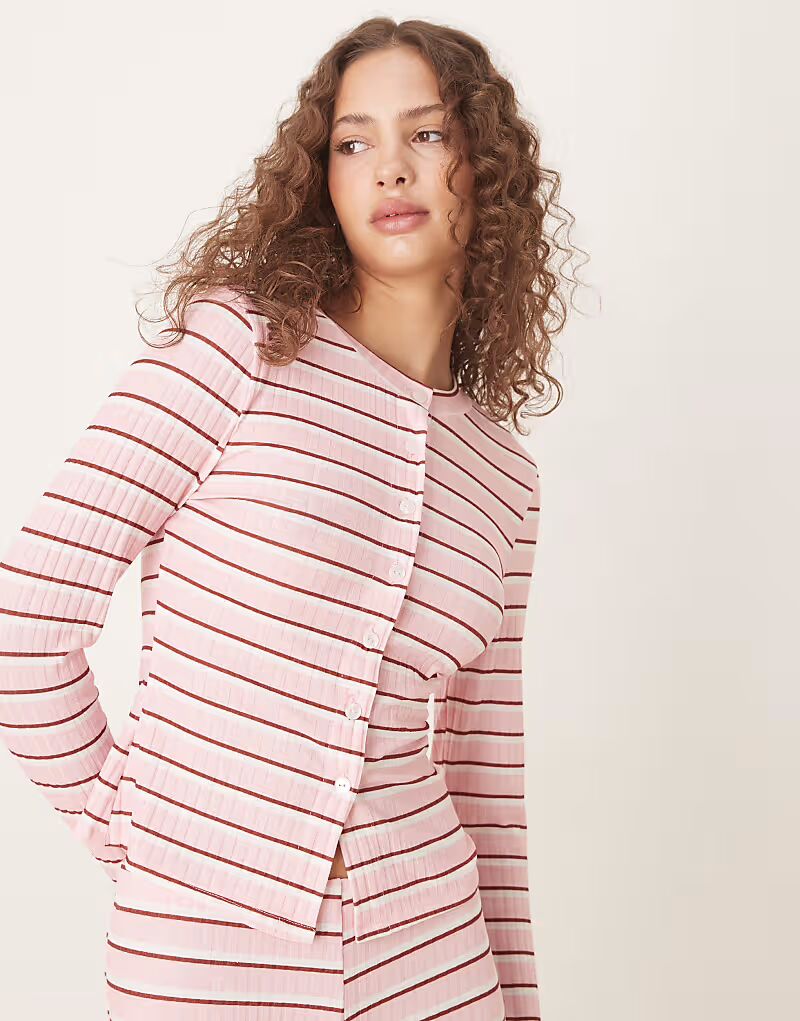 

Длинный кардиган ASOS DESIGN в розовую полоску