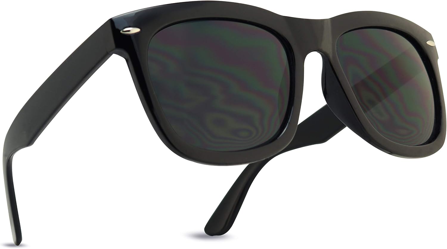 

Солнцезащитные очки ShadyVEU с очень темными линзами, круглые, в стиле ретро, ​​с толстой оправой, пружинным шарниром, защитой от УФ-излучения и эффектом, предотвращающим мигрень, Glossy Black