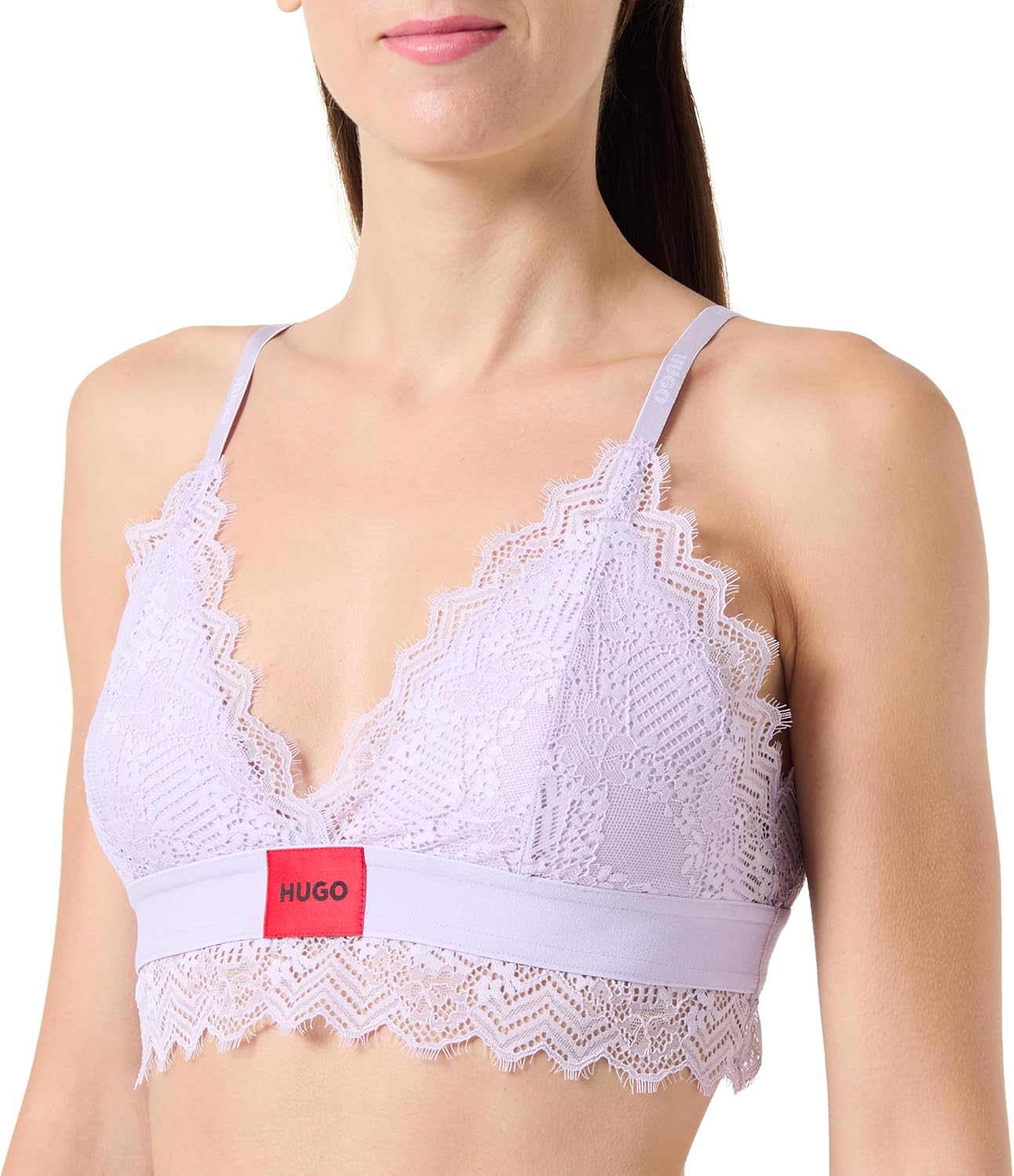 

Женский кружевной бюстгальтер с треугольными чашечками HUGO с геометрическим узором, Light/Pastel Purple531