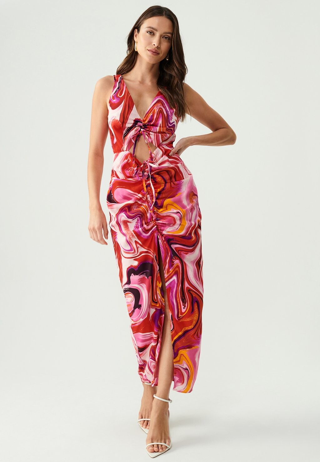 

Платье макси TUCKER BWLDR, цвет berry marble swirl print