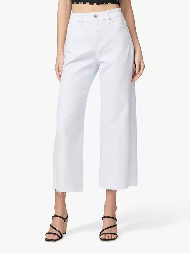 

Джинсы PAIGE Anessa Raw Hem Cropped Wide Leg, цвет crisp/white
