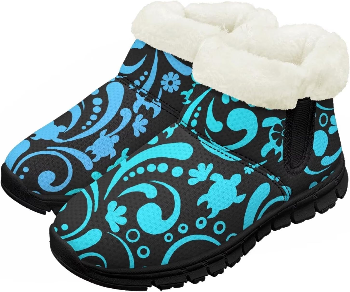 

Зимние ботинки для девочек и мальчиков, ботильоны для детей, теплые с мехом, противоскользящие Pzuqiu, Sea Turtle