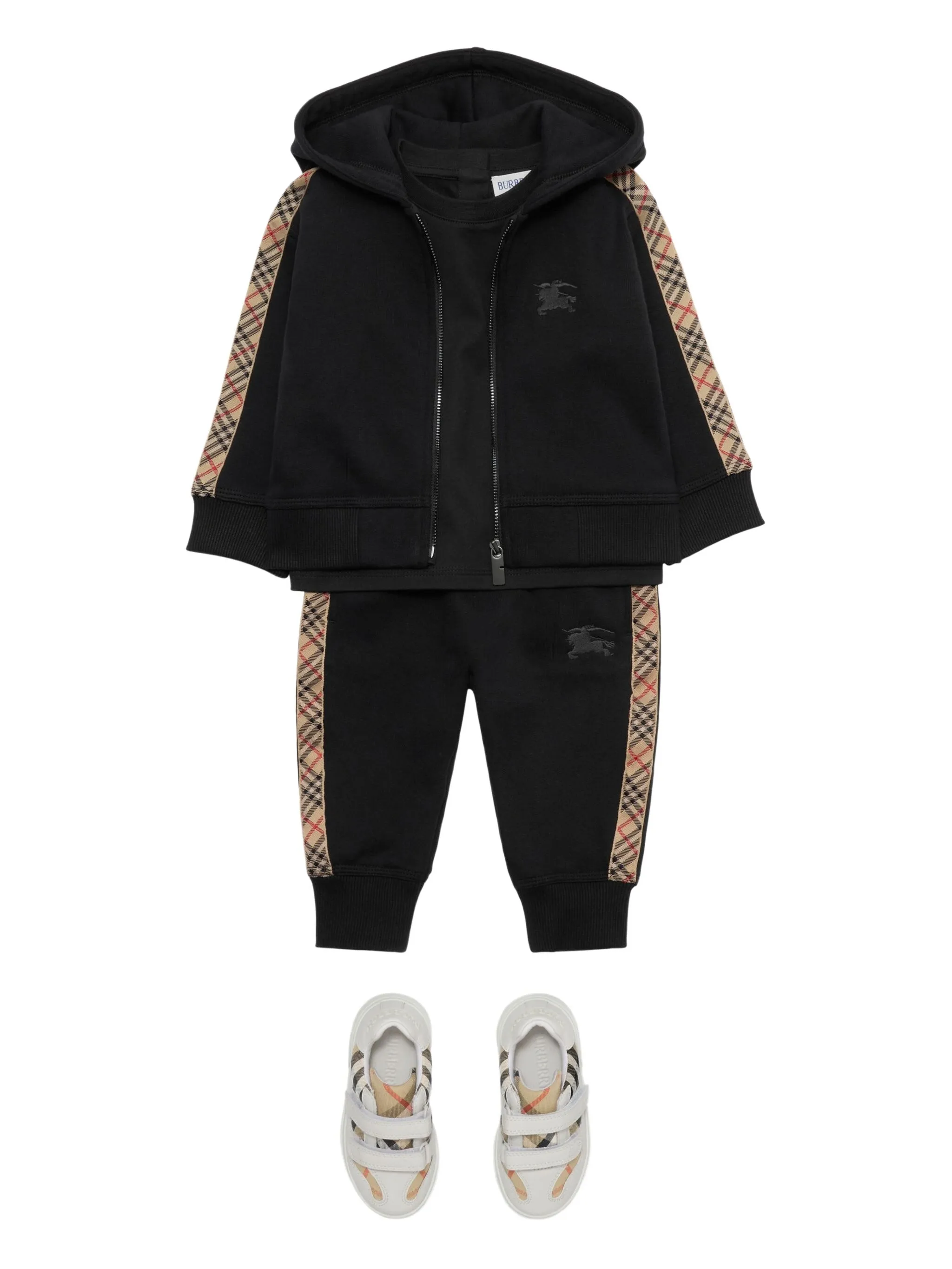 Спортивные брюки с отделкой в клетку Burberry Kids, черный — фото 3