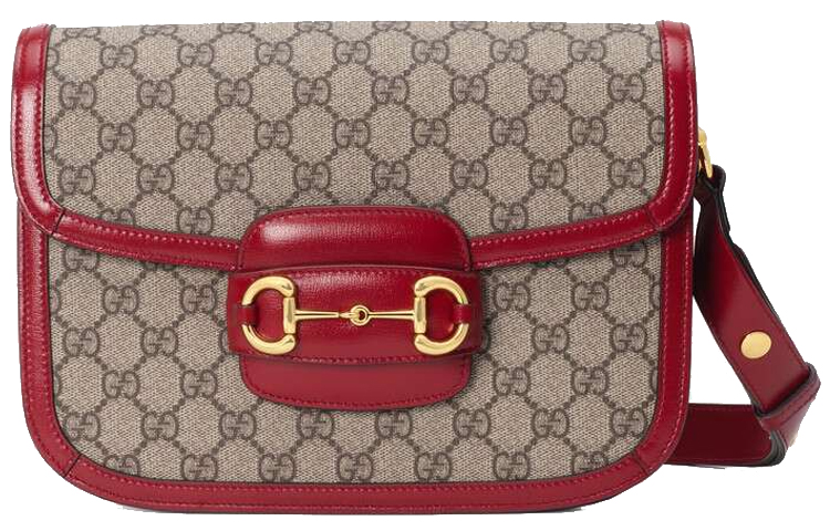 

GUCCI Сумка-седло, плечевая сумка, кросс-боди Horsebit 1955 Canvas With Leather Small Women's Ebony & Red