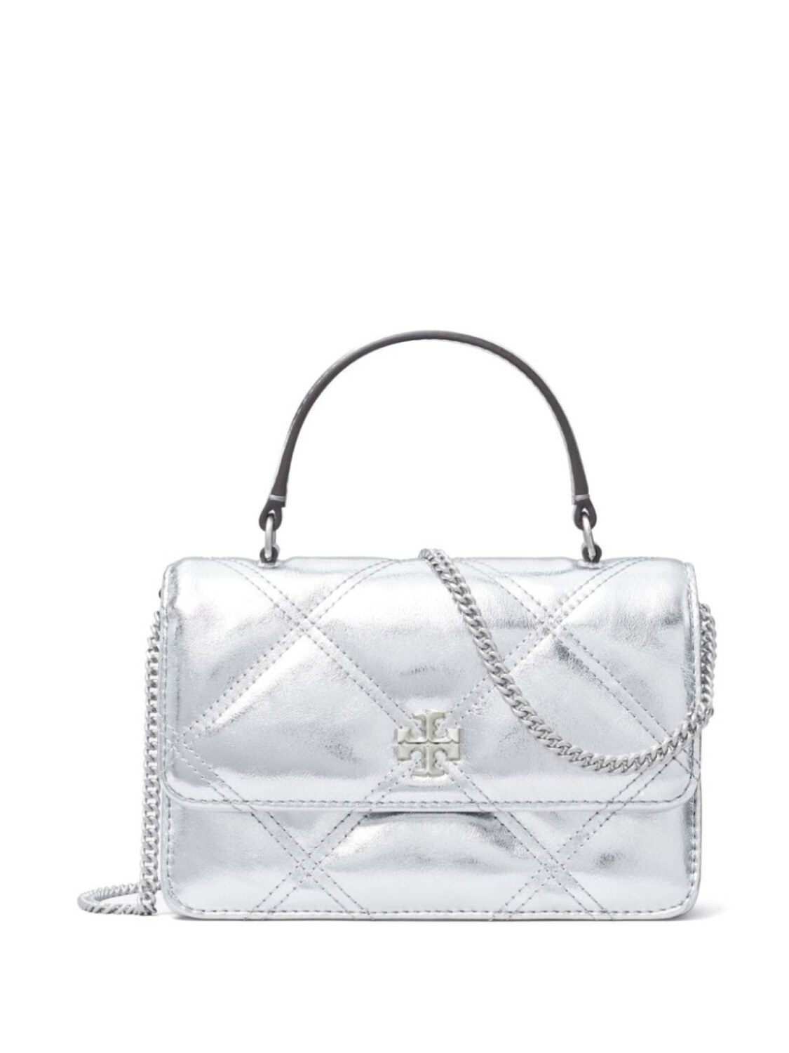 

Tory Burch стеганая сумка-тоут Kira размера мини, серебристый