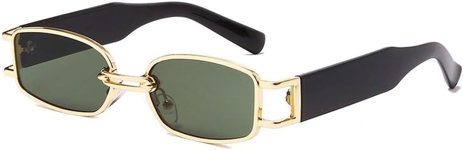 

Модные маленькие прямоугольные женские солнцезащитные очки в винтажном стиле, квадратные панк-солнцезащитные очки для мужчин, защита от УФ-излучения UV400, прозрачные очки WNCKSQ, Golden Dark Green