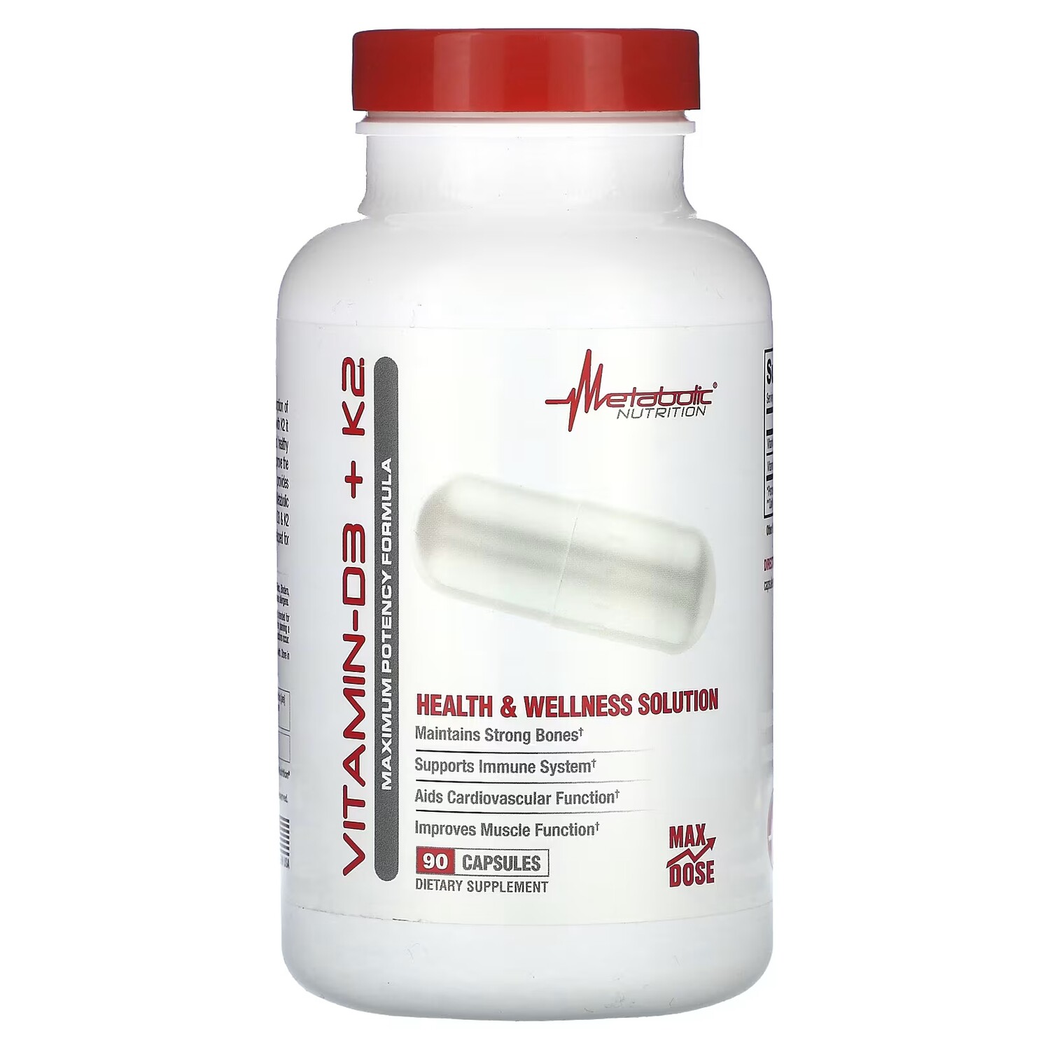 

Формула максимальной эффективности Metabolic Nutrition с витамином D3 + K2, 90 капсул
