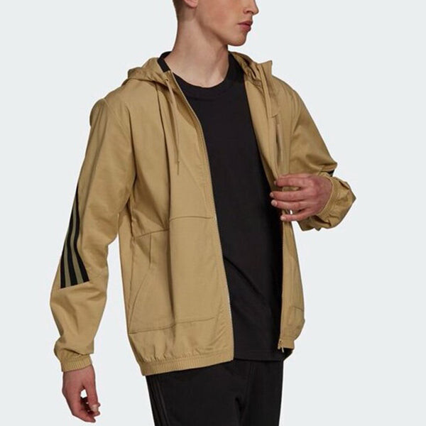 Куртка adidas hooded Windproof Athleisure Casual Sports Jacket Khaki, хаки — фото 4
