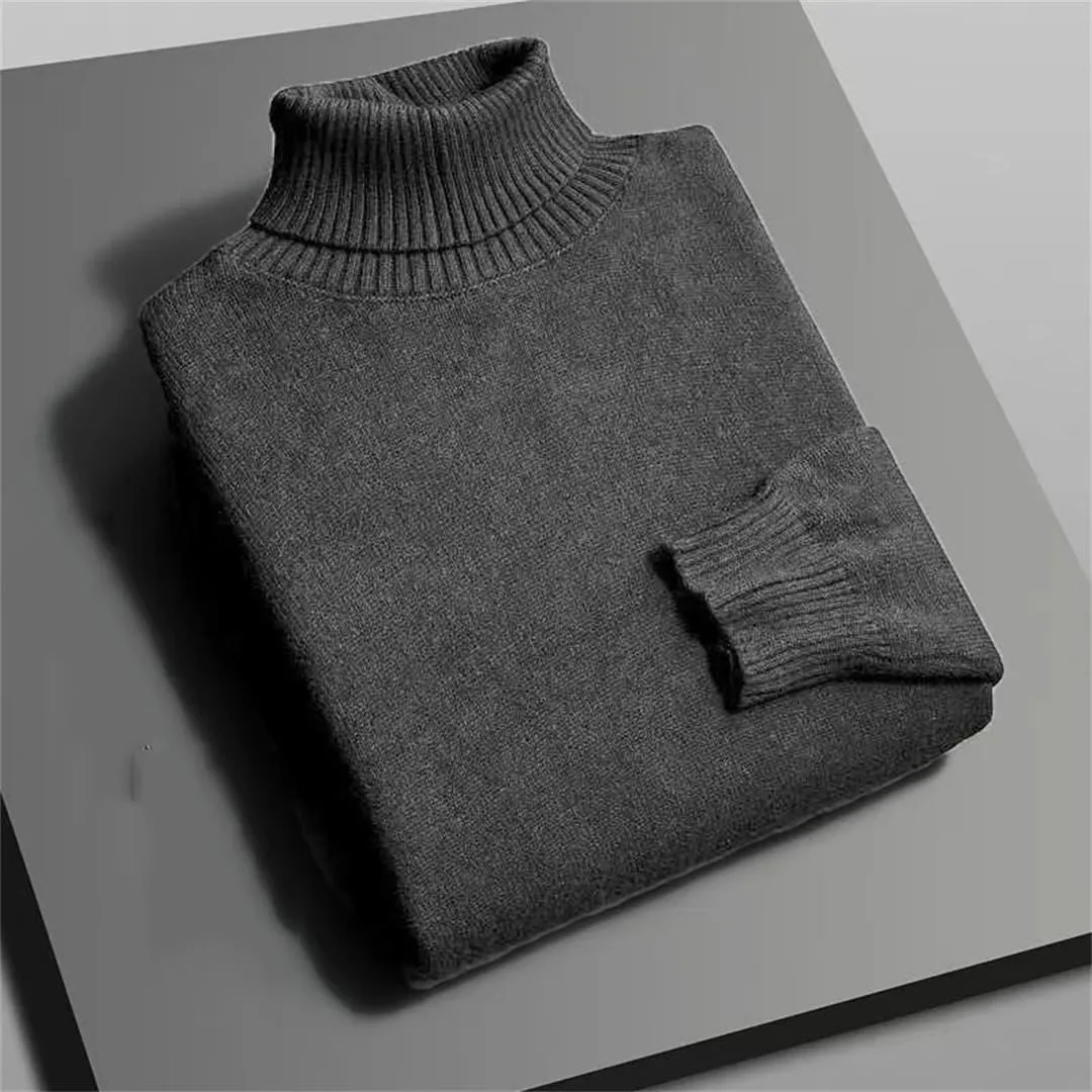 Мужской вязаный свитер с воротником-стойкой Slim Fit длинный рукав — фото 4