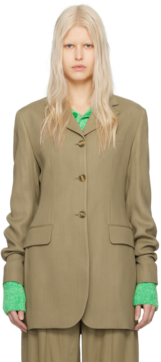 

Коричневый однобортный пиджак Acne Studios, цвет Mud beige