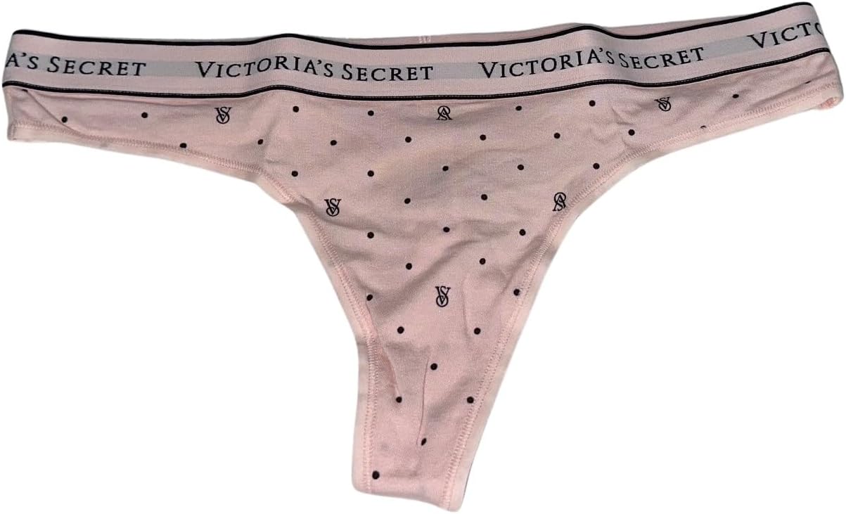 

Victoria's Secret Хлопковые Трусики-стринги Цвет Pink Dots New, Pink Logo Dots