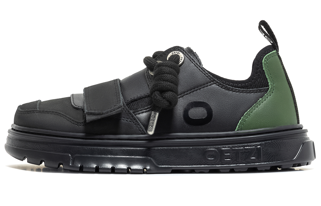 

OETZI Низкие скейтерские кроссовки унисекс черно-зеленые, цвет Black & Dark Green