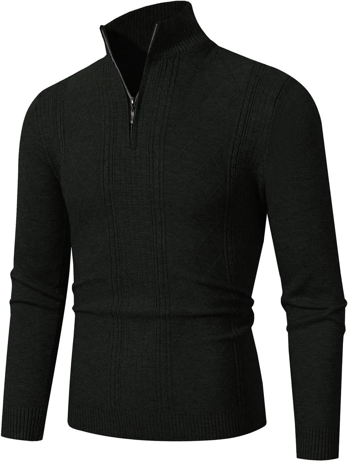 

Мужской свитер с четвертью молнии Slim Fit эластичный вязаный