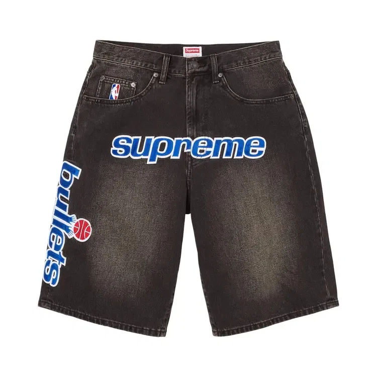 Джинсовые шорты Supreme x Mitchell & Ness Washington Bullets, черный