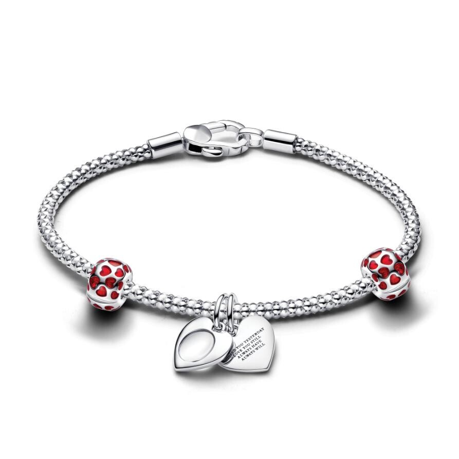 

Подарочный набор Pandora Engravable Double Heart Charm Bracelet Set