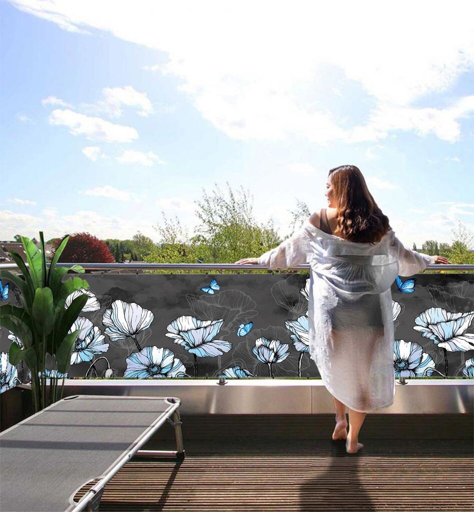 

Балконный баннер с цветочным полем ночью, размер_балкона: 5 х 1,5 м. Displayhersteller, белый