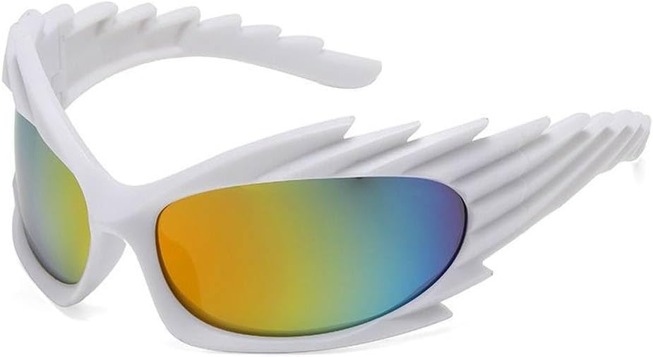 

Прямоугольные солнцезащитные очки в стиле панк с шипами, женские спортивные солнцезащитные очки, черные, ретро, ​​очки с защитой от УФ-излучения UV400 HYYZZC, C3whiteyellowfilm