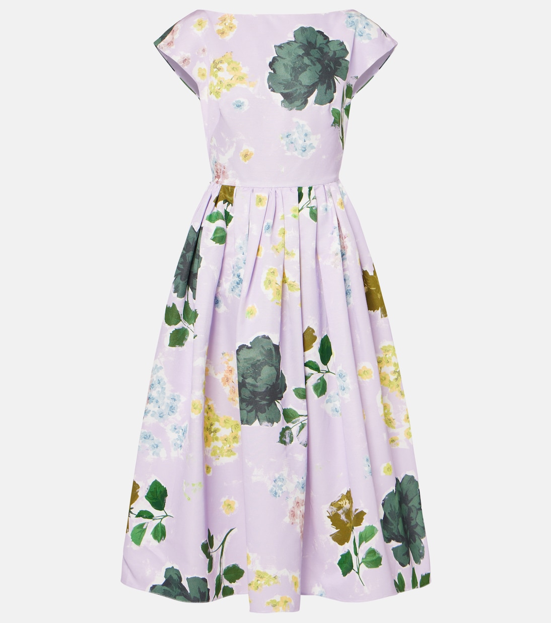 

Платье миди из фая с цветочным принтом из хлопковой смеси Erdem, Margot Floral Lilac