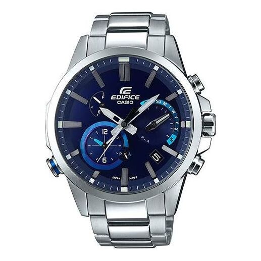 

Часы CASIO EDIFICE Solar Powered Waterproof Sports Stainless Steel Strap Mens Blue Analog, синий