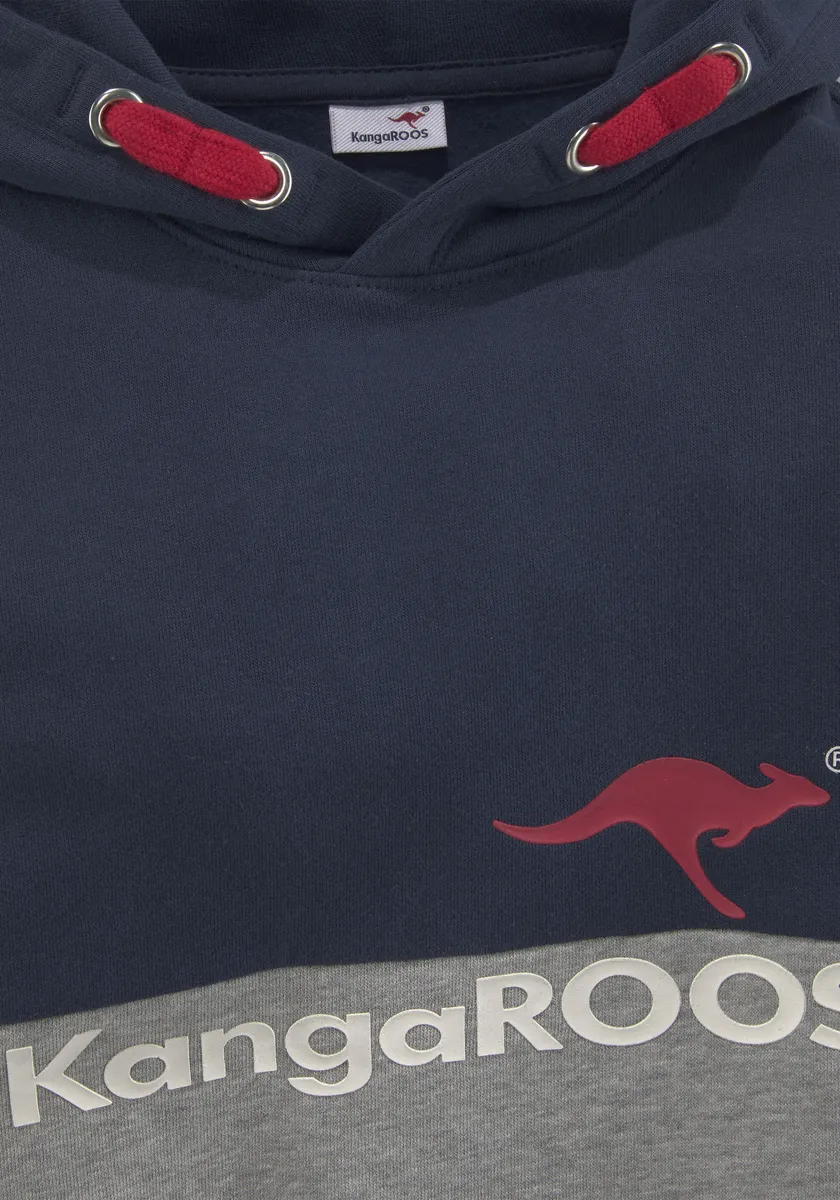 Толстовка KangaROOS с капюшоном "Колорблокинг", двухцветная с логотипом, серый — фото 3