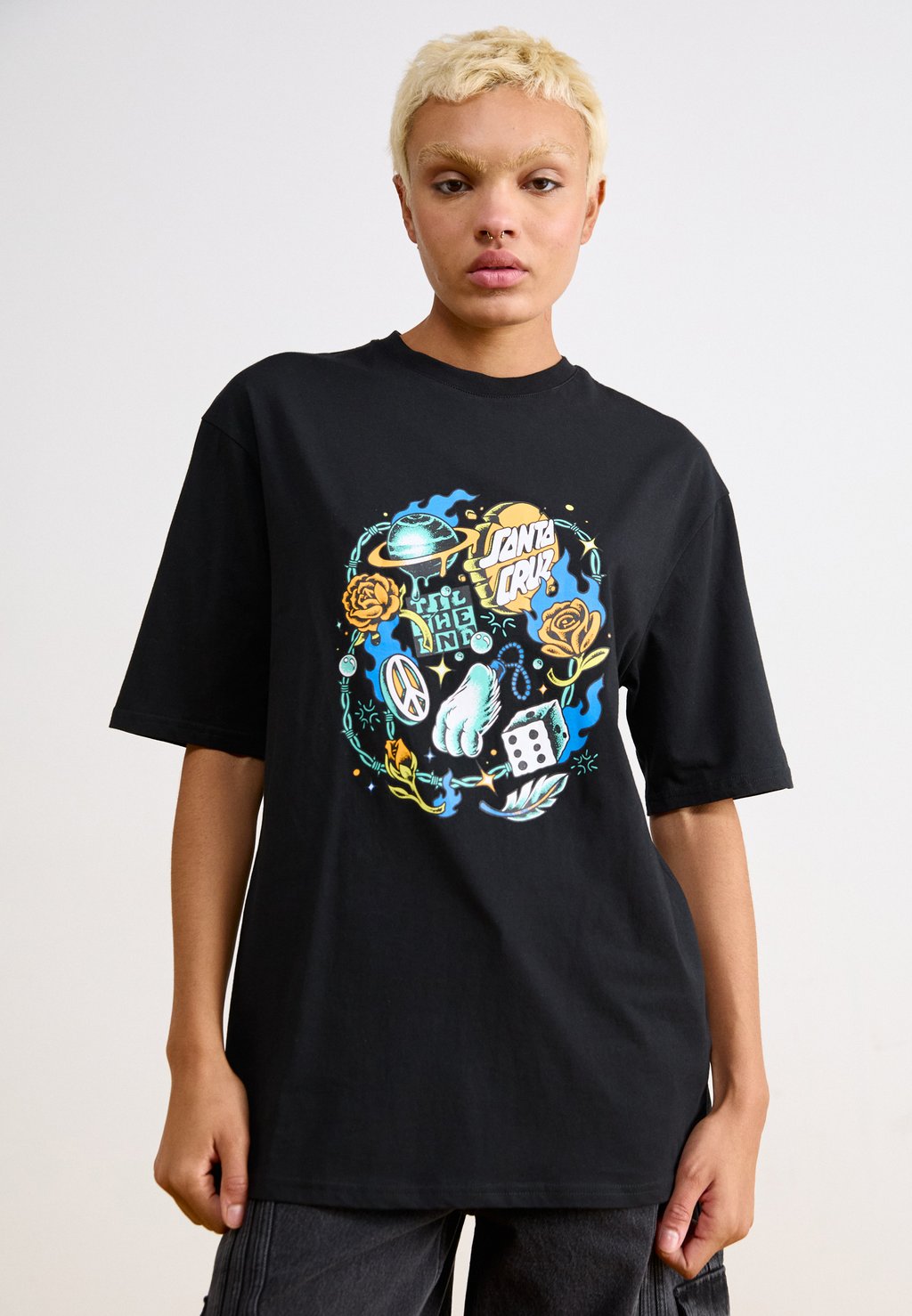 

Футболка с принтом LUCKY DAY FRONT OVERSIZED Santa Cruz, черный