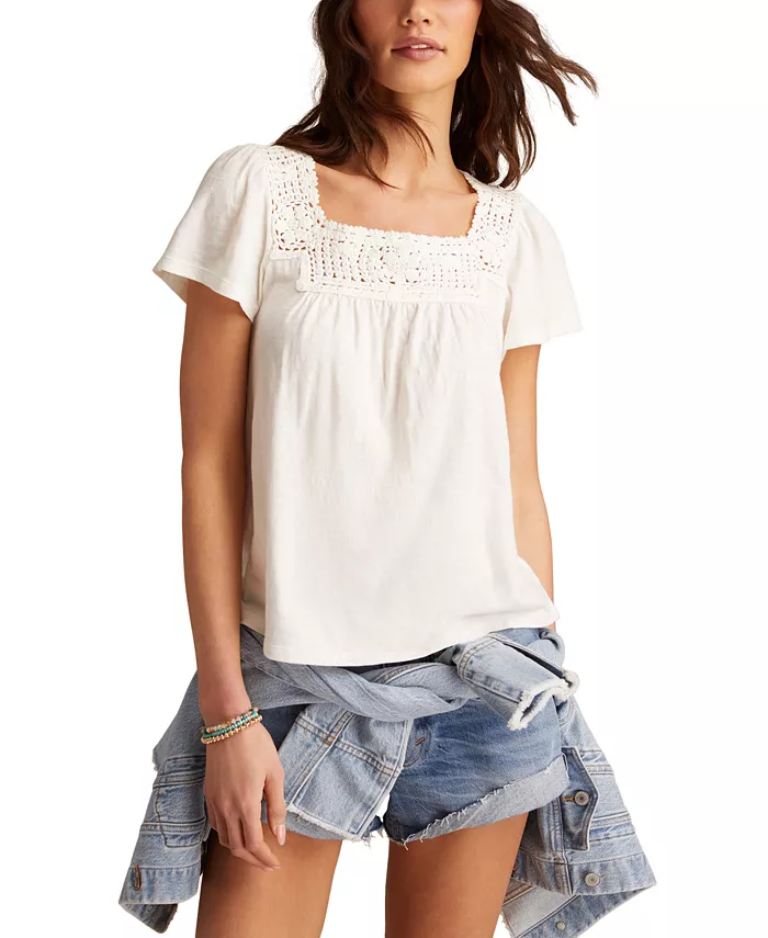 

Женский хлопковый топ с кружевной отделкой Lucky Brand, белый