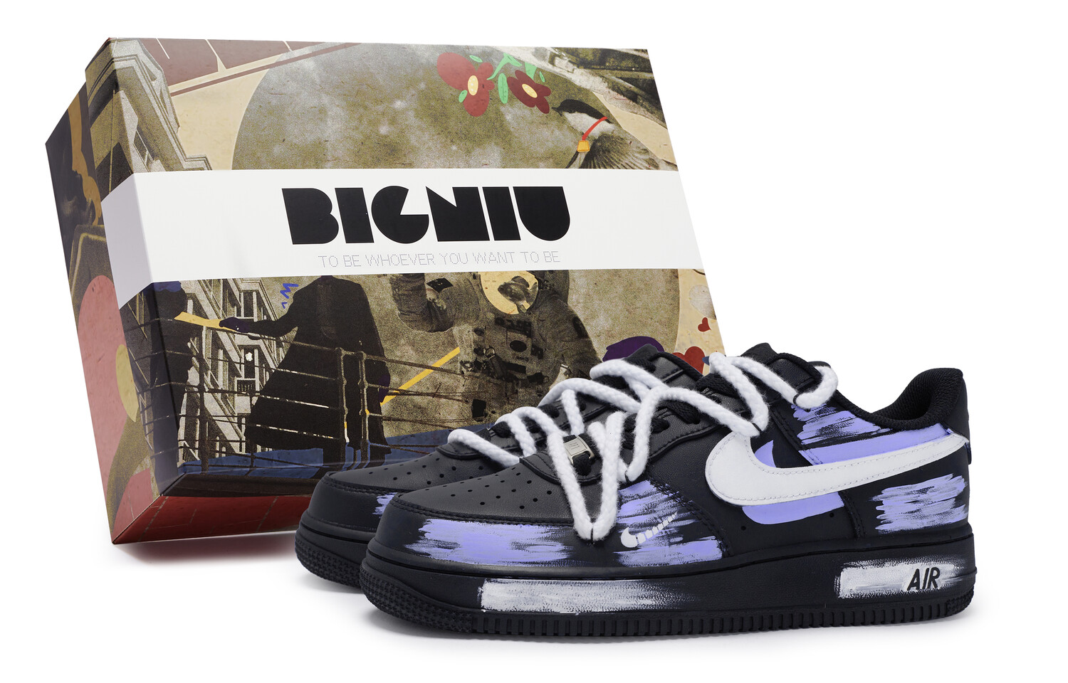 Кроссовки Nike Air Force 1 Skateboarding Shoes Unisex Low-top Purple, фиолетовый