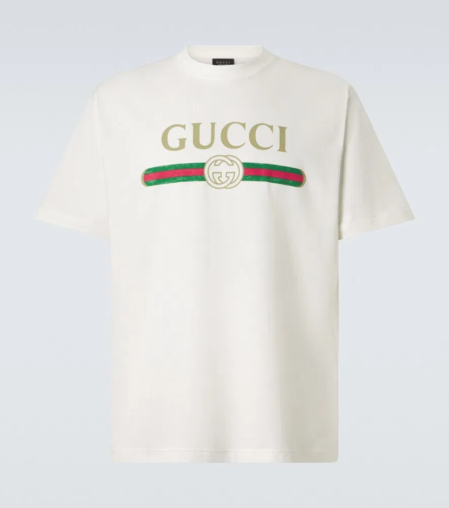 Футболка Gucci из хлопкового и шелкового трикотажа, белый