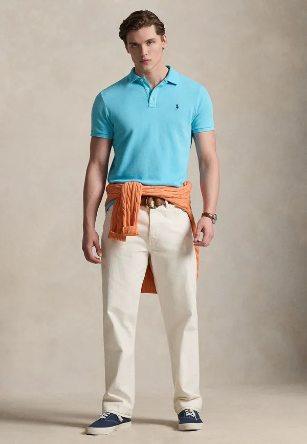 Рубашка поло из французского махрового трикотажа Polo Ralph Lauren, Perfect Turquoise — фото 2