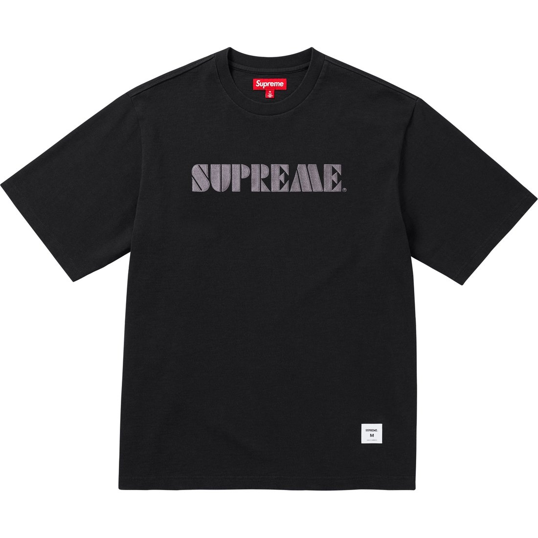 Футболка с вышивкой Supreme, фиолетовая — фото 4