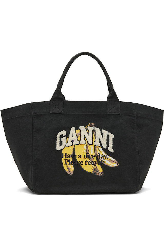 

Сумка-Шоппер с принтом банана размера XXL Ganni, черный