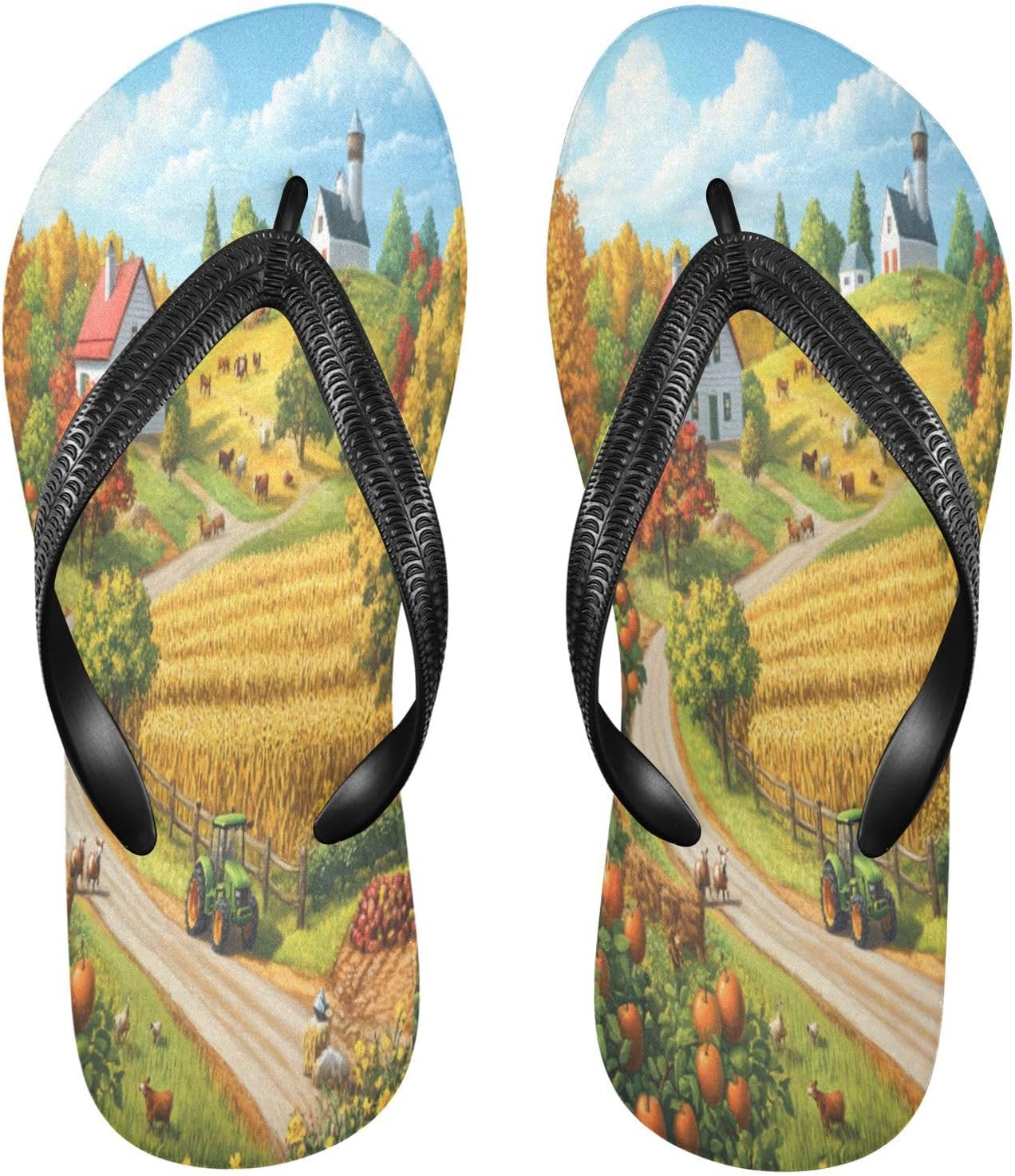 

Тапочки с трактором, кукурузным полем, желтые пляжные шлепанцы, резиновые сандалии, нескользящие летние шлепки для ходьбы для женщин и мужчин Sinestour