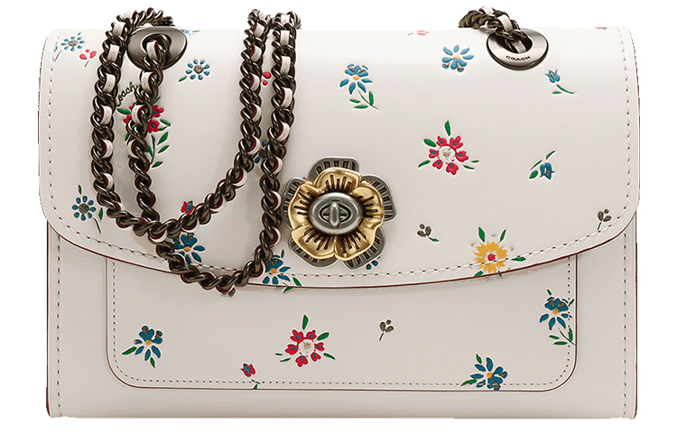 

COACH Сумка-цепочка из кожи, переносная сумка через плечо, женская, меловая, белая