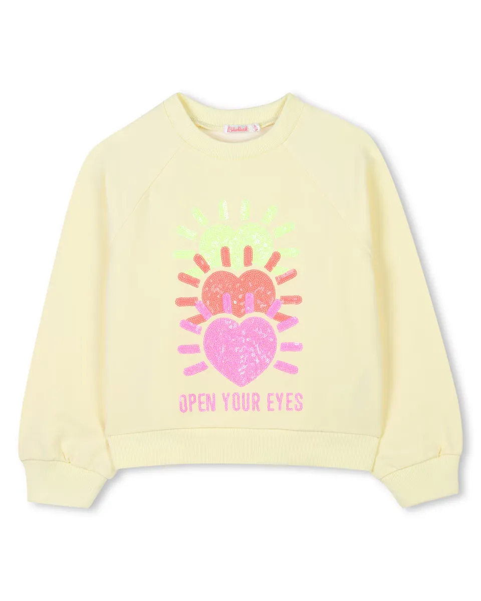 

Толстовка для девочки с иллюстрацией спереди и круглым вырезом Billieblush, жёлтый