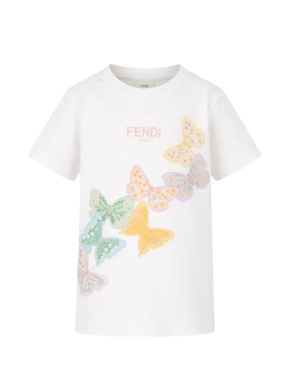 Футболка с принтом "бабочка" Fendi Kids, белый