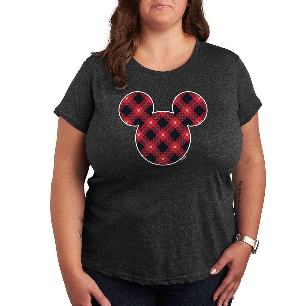 

Клетчатая футболка Disney's Mickey Mouse Plus с графическим рисунком, цвет Heather Charcoal