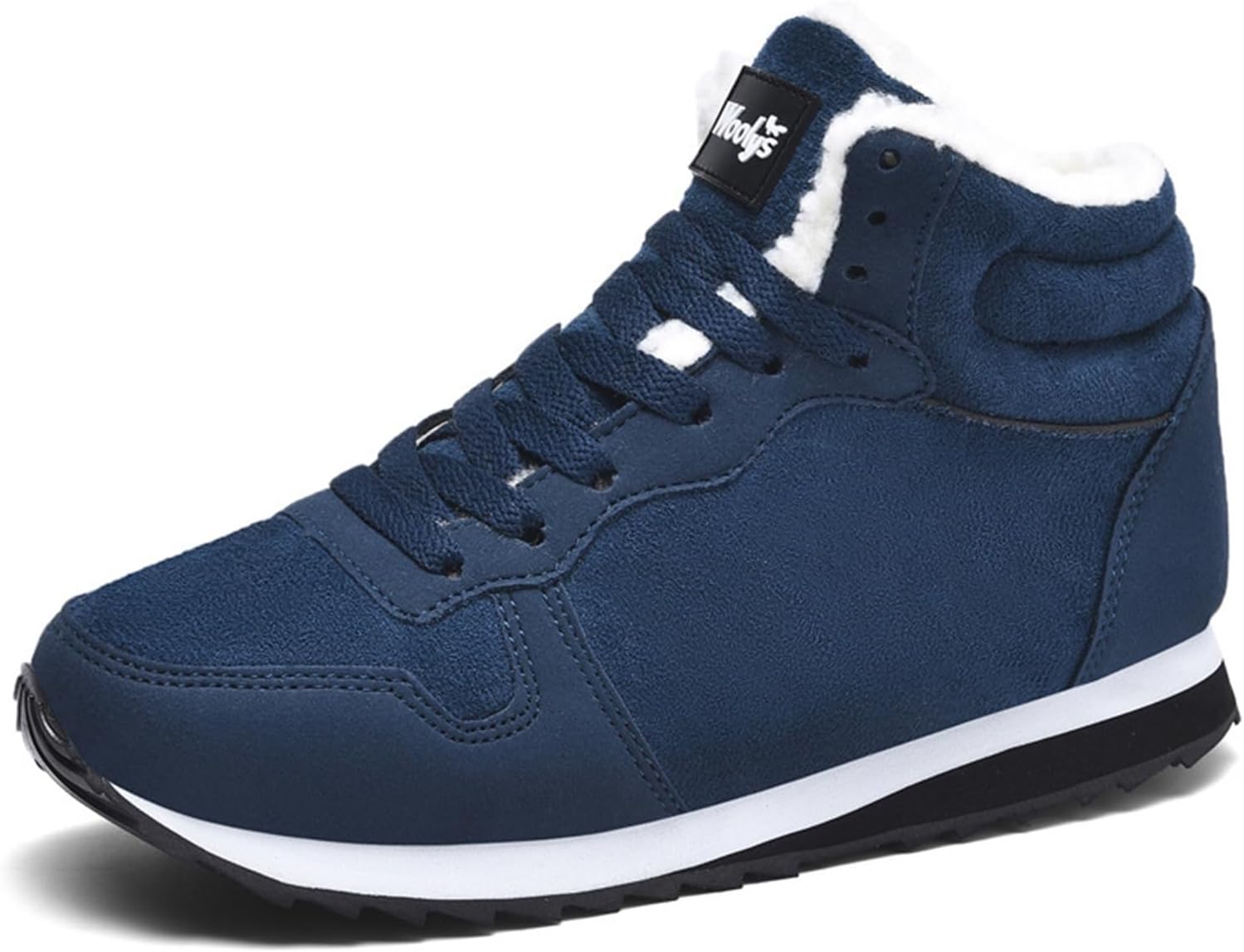 

Взрослые легкие ботинки на шнуровке с платформой для мужчин и женщин, теплые плюшевые снежные ботинки, нескользящие, большие размеры кроссовок Tosoft, темно-синий