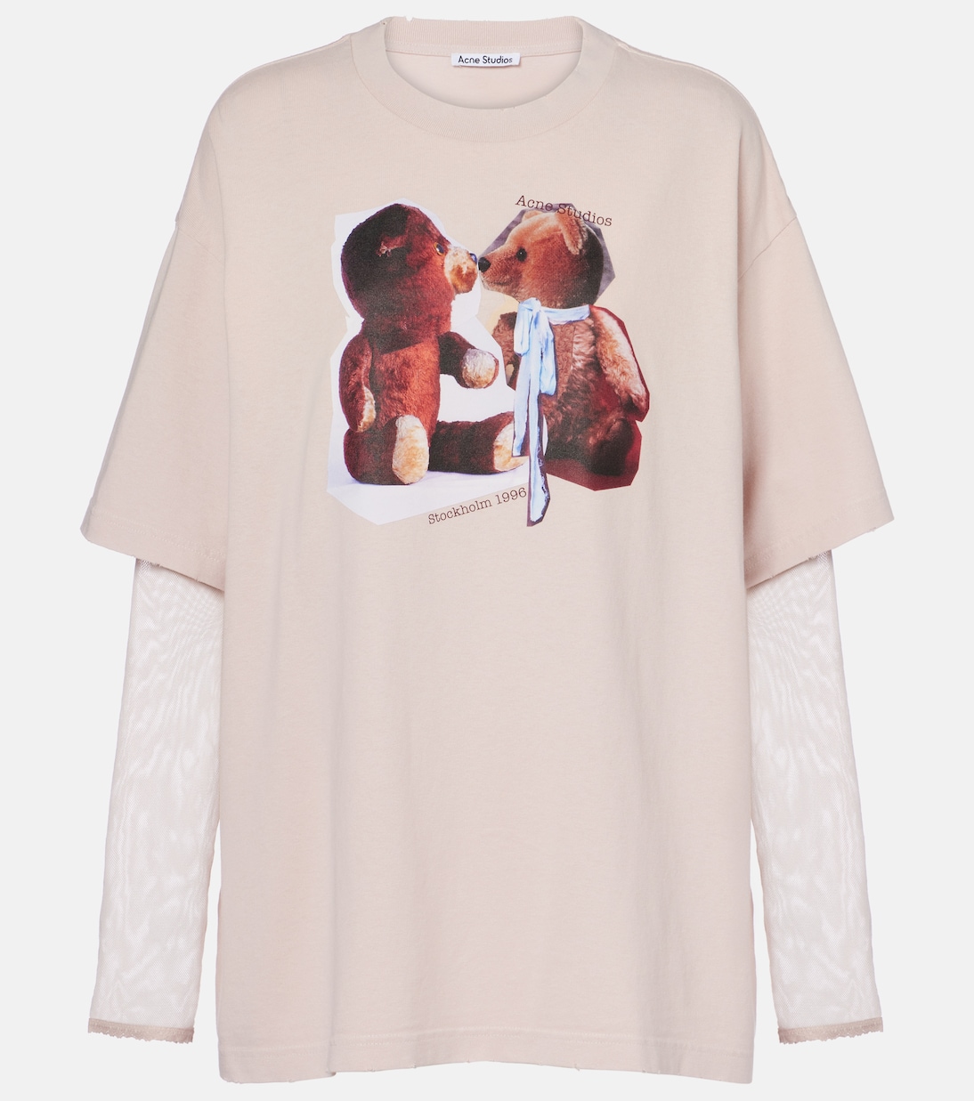 

Многослойная футболка из печатного хлопка Acne Studios, Violet Pink