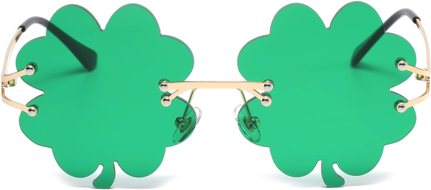 

Солнцезащитные очки LASPOR Fire Flame для женщин и мужчин, ретро-очки без оправы в форме волны, винтажные очки в форме огня, золотистая металлическая оправа, Clover Dark Green