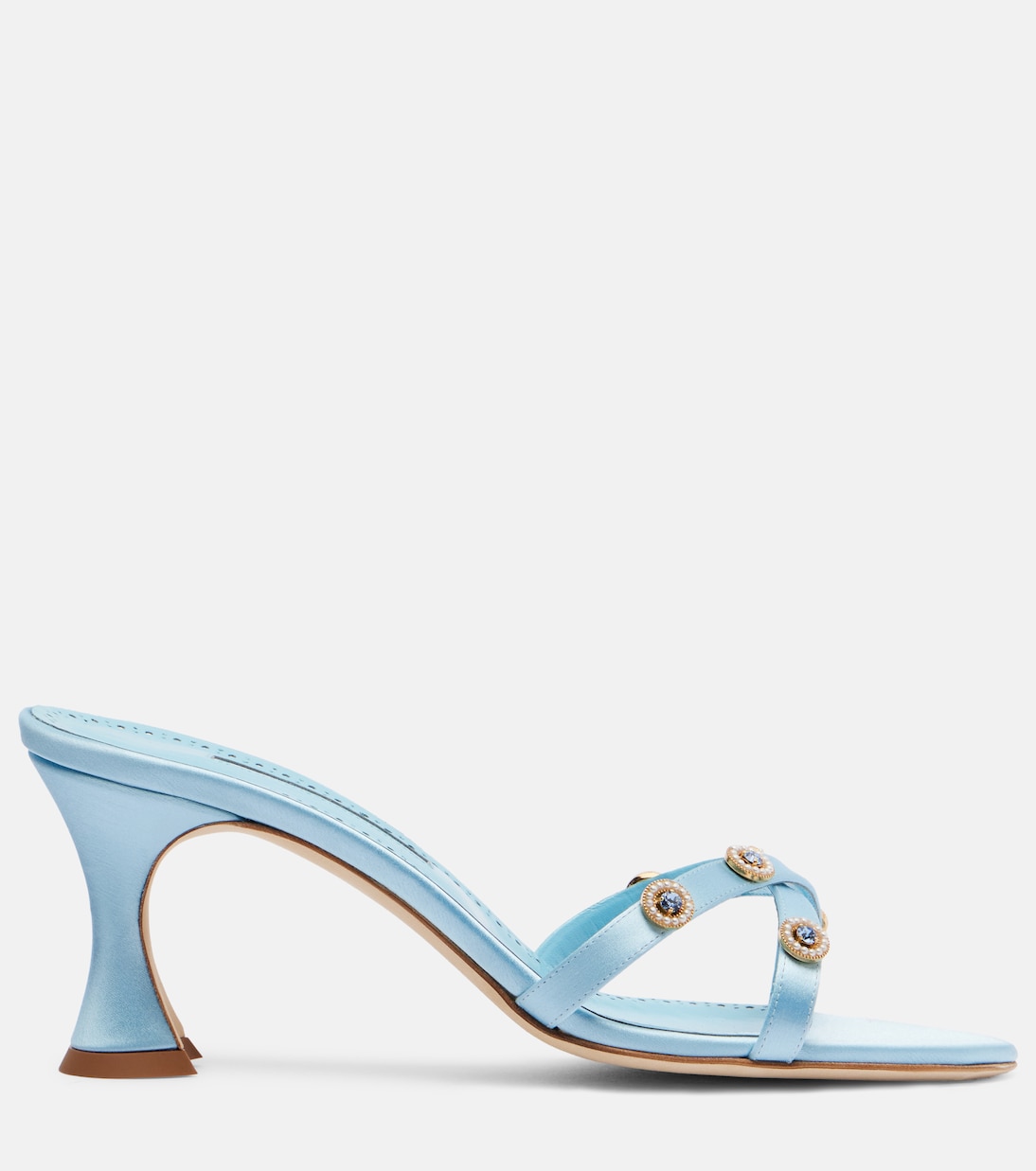 Пиренейские мюли из сатина с декоративными элементами Manolo Blahnik, 4535 Lblu — фото 4