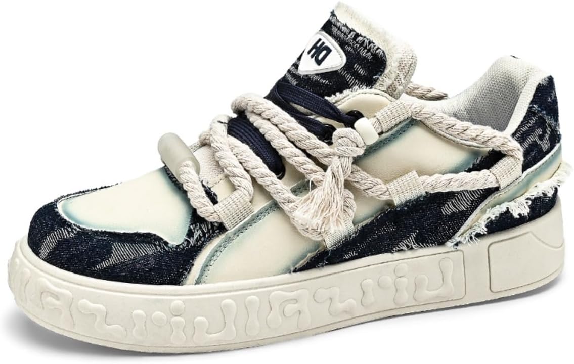 

Модные мужские кроссовки ZIXCPLAZ в стиле Y2K с массивной подошвой, разноцветными шнурками, прочным синтетическим верхом и амортизирующей стелькой для повседневной носки и модного уличного стиля