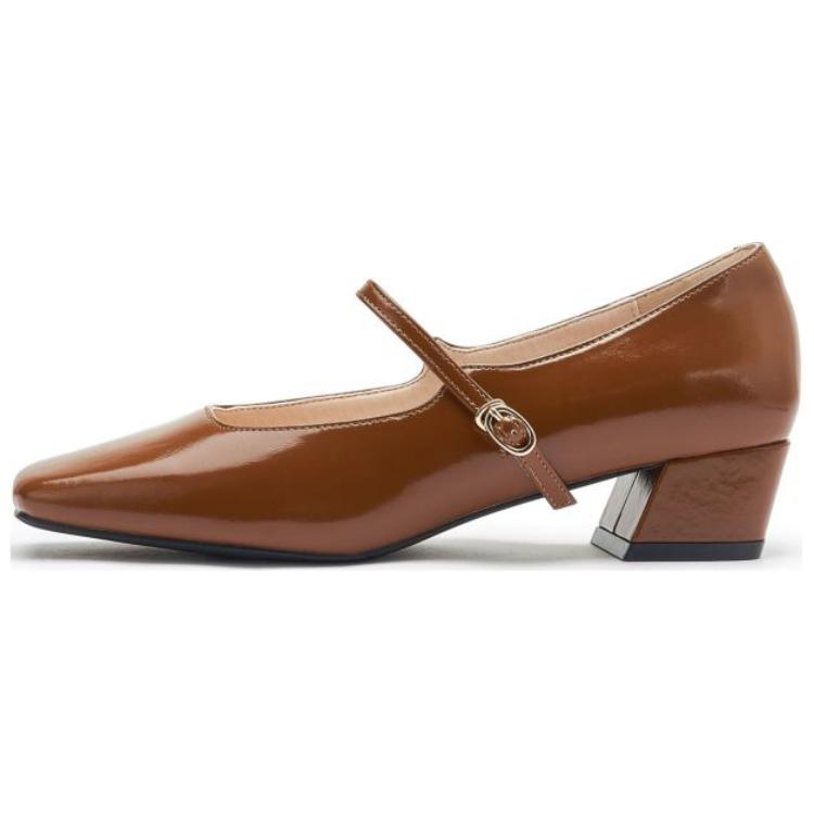 Туфли Мэри Джейн на массивном каблуке TOOMANYSHOES, коричневый — фото 4