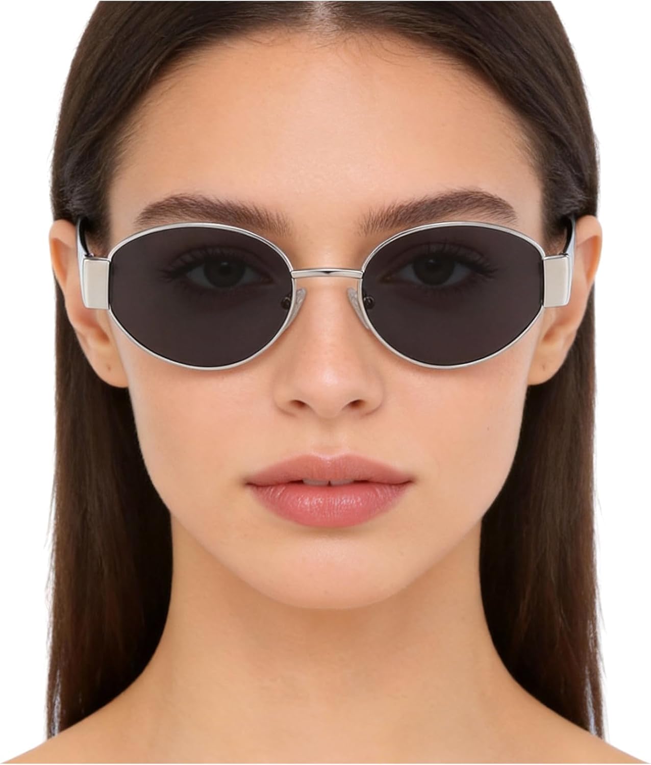 

Солнцезащитные очки в стиле ретро-панк для женщин и мужчин, поляризованные, металлические | Для маленького лица, легкая двойная овальная оправа, защита от УФ-излучения UV400 MAYSUNGLASS, Black