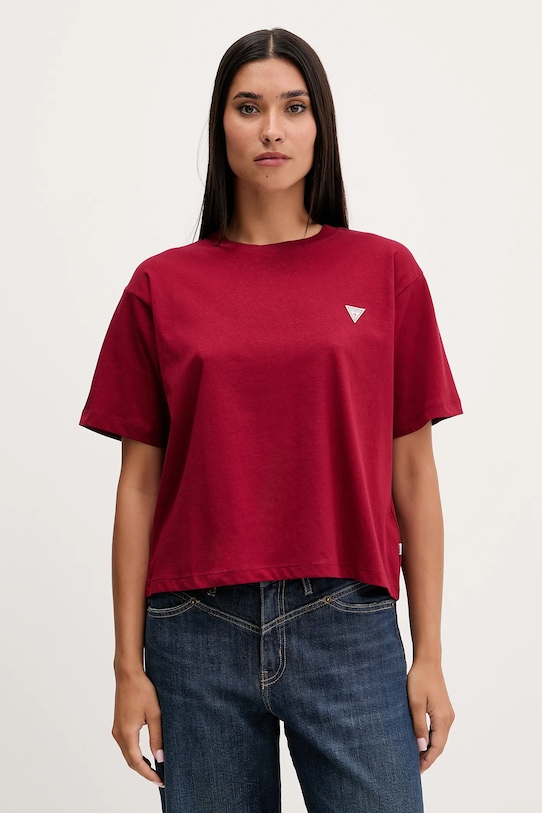 

Хлопковая футболка Guess Jeans, бордовый