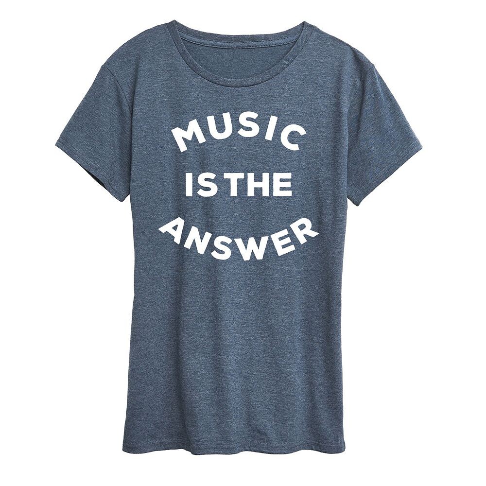 

Женская футболка с рисунком Music is the Answer, цвет Heather Blue
