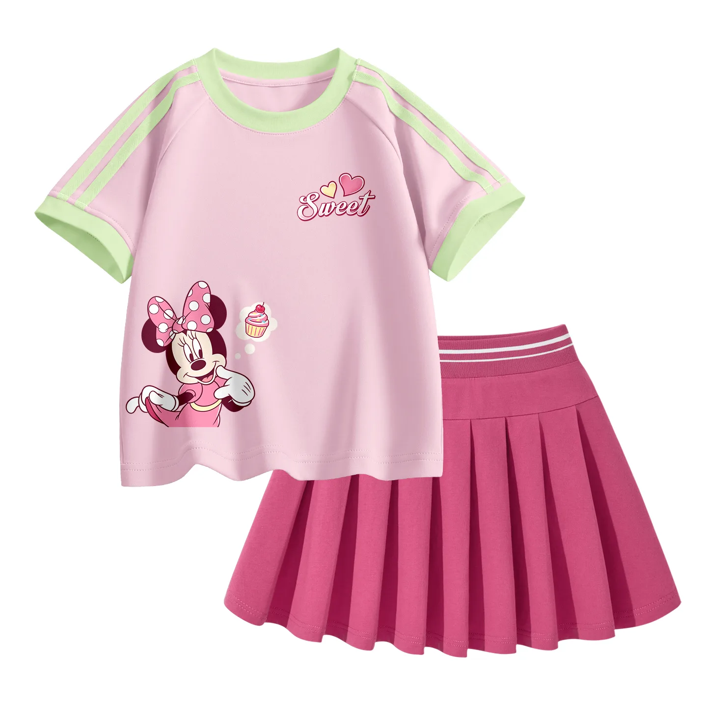 Детский комплект юбка Disney, Di Gao Sweetie Mousse Powder+Solid Color Rose Red