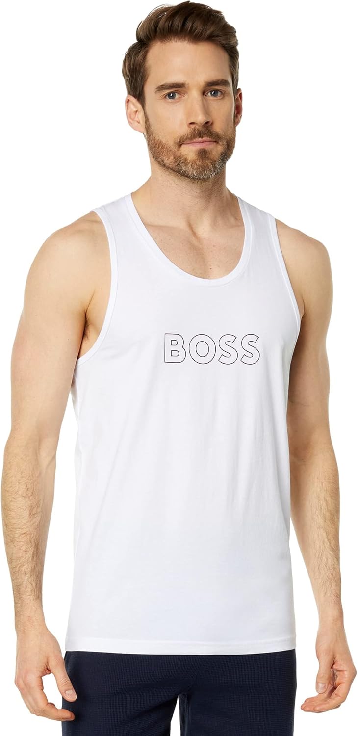 

BOSS Мужской майка с логотипом Outline из хлопка, Salt
